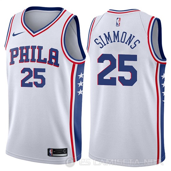 Camiseta Ben Simmons #25 Philadelphia 76ers Association 2017-18 Blanco - Haga un click en la imagen para cerrar